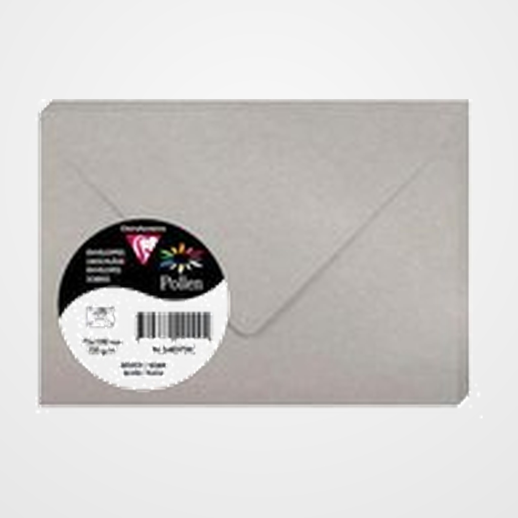 SOBRE CLAIREFONTAINE POLLEN 75x100 120g PLATEADO PAQUETE DE 20