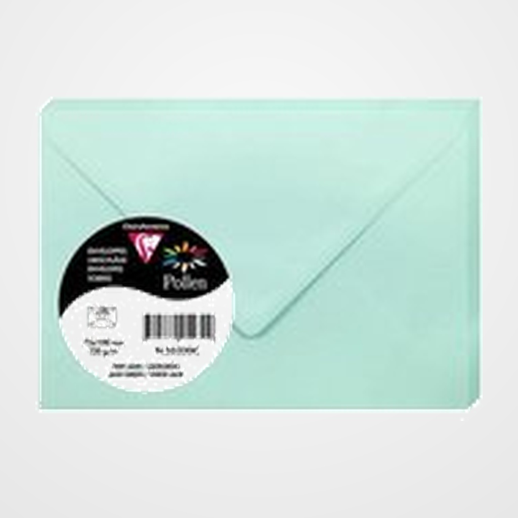 SOBRE CLAIREFONTAINE POLLEN 75x100 120g VERDE JADE PAQUETE DE 20