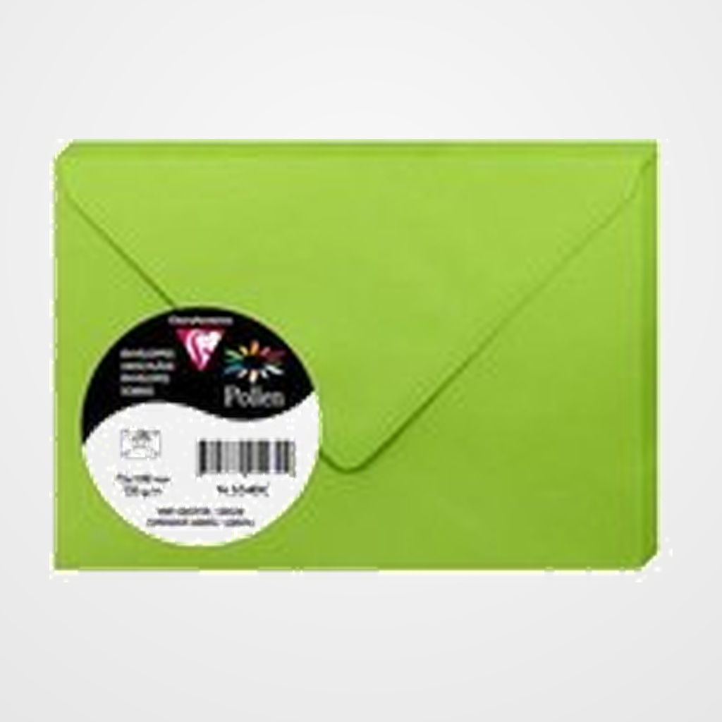 SOBRE CLAIREFONTAINE POLLEN 75x100 120g VERDE MENTA PAQUETE DE 20