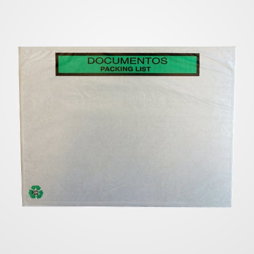 SOBRES ADHESIVOS PACKING-LIST 100% PAPEL RECICLADO 240x180 (ext.) IMPRESOS CAJA de 1000