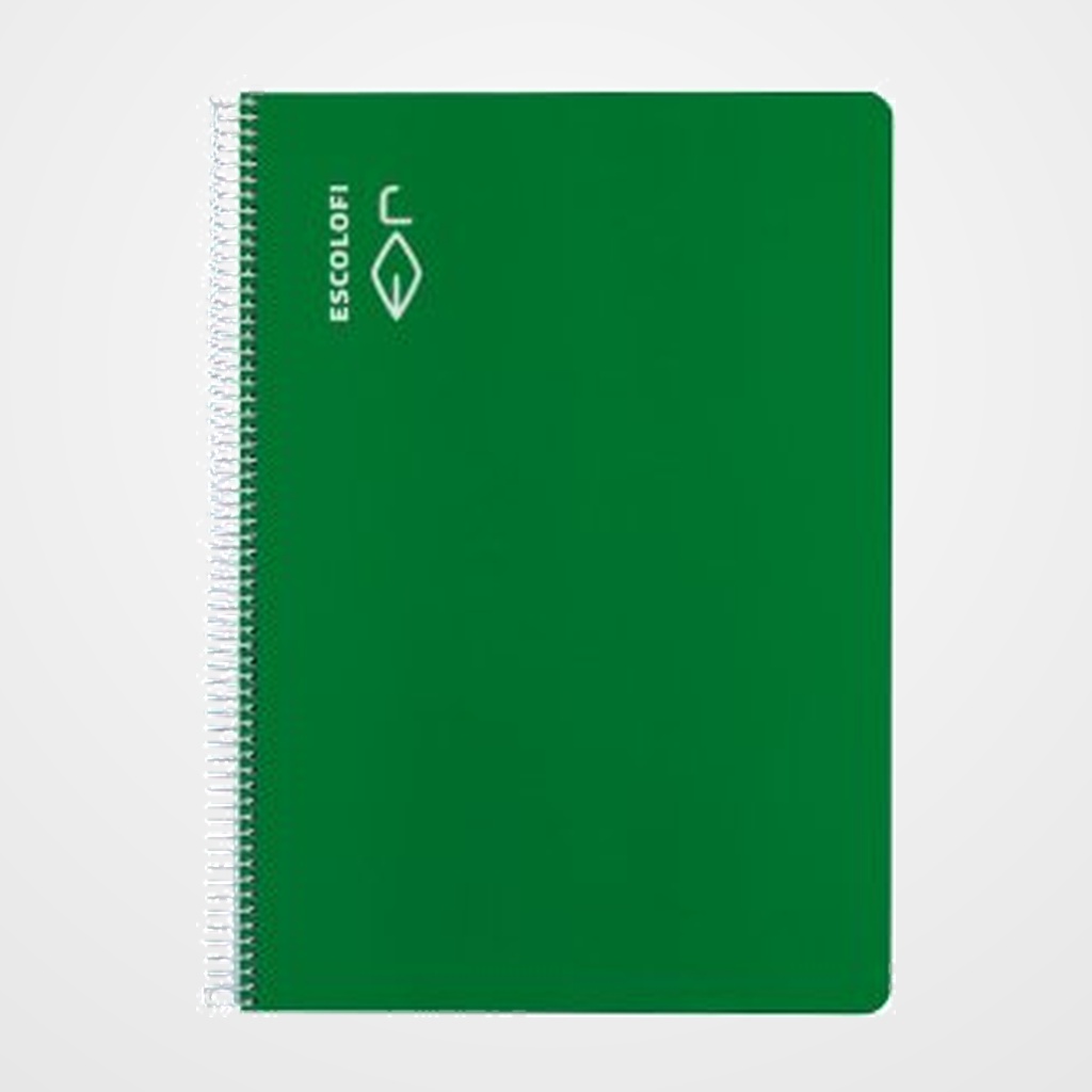 BLOC ESCOLOFI tapa DURA A4 80h CUADRIC.4x4 70g CABEZA Y PIE VERDE