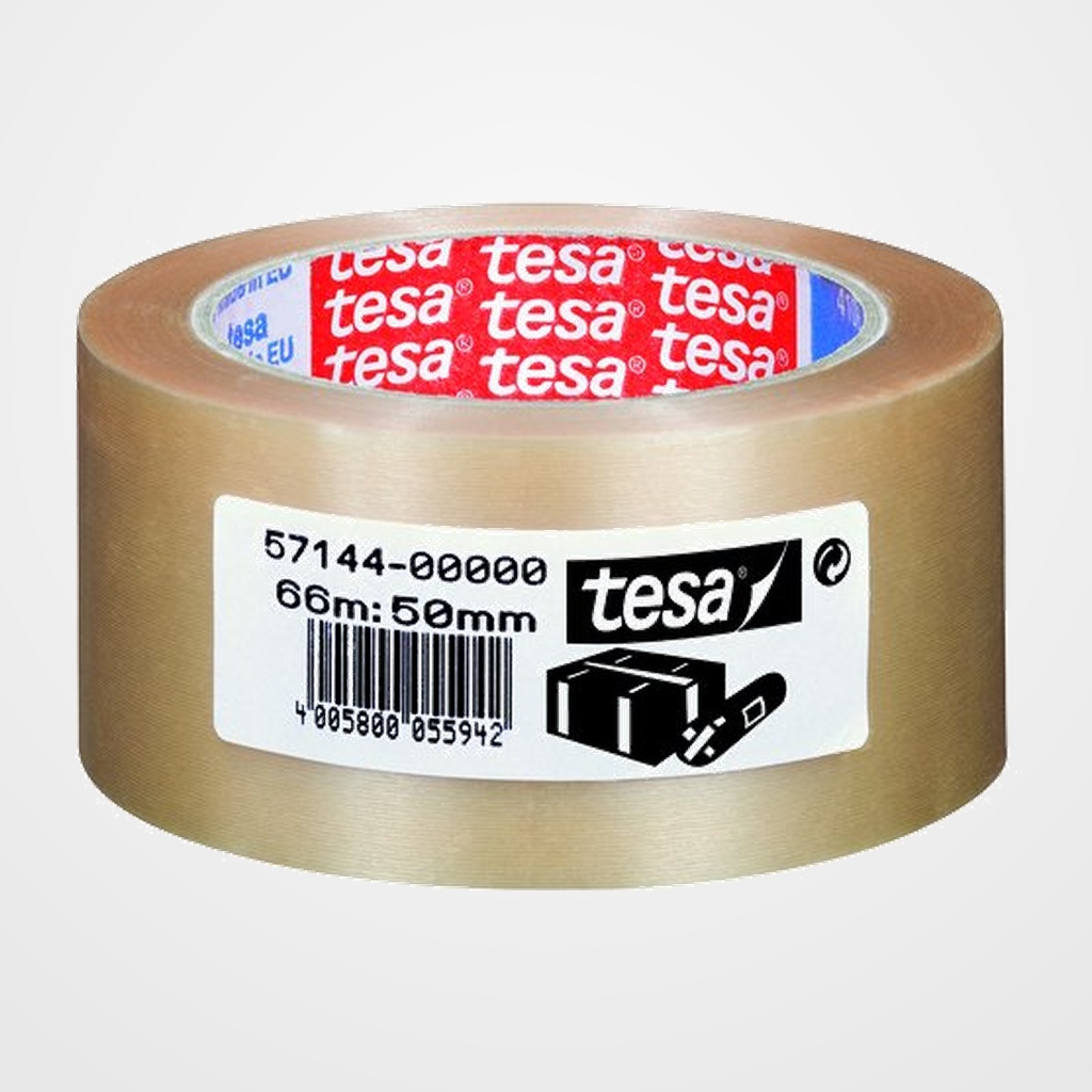 CINTA de EMBALAJE TESA PVC EXTRA FUERTE RUGOSO rollo 66x50 TRANSPARENTE