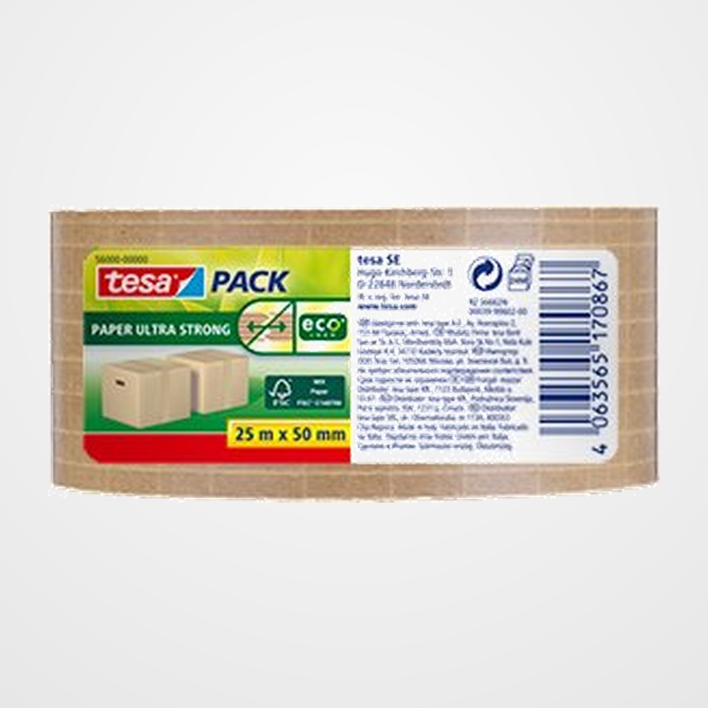CINTA de EMBALAJE TESA PAPEL ECO & ULTRA STRONG rollo 25mx50mm MARRON