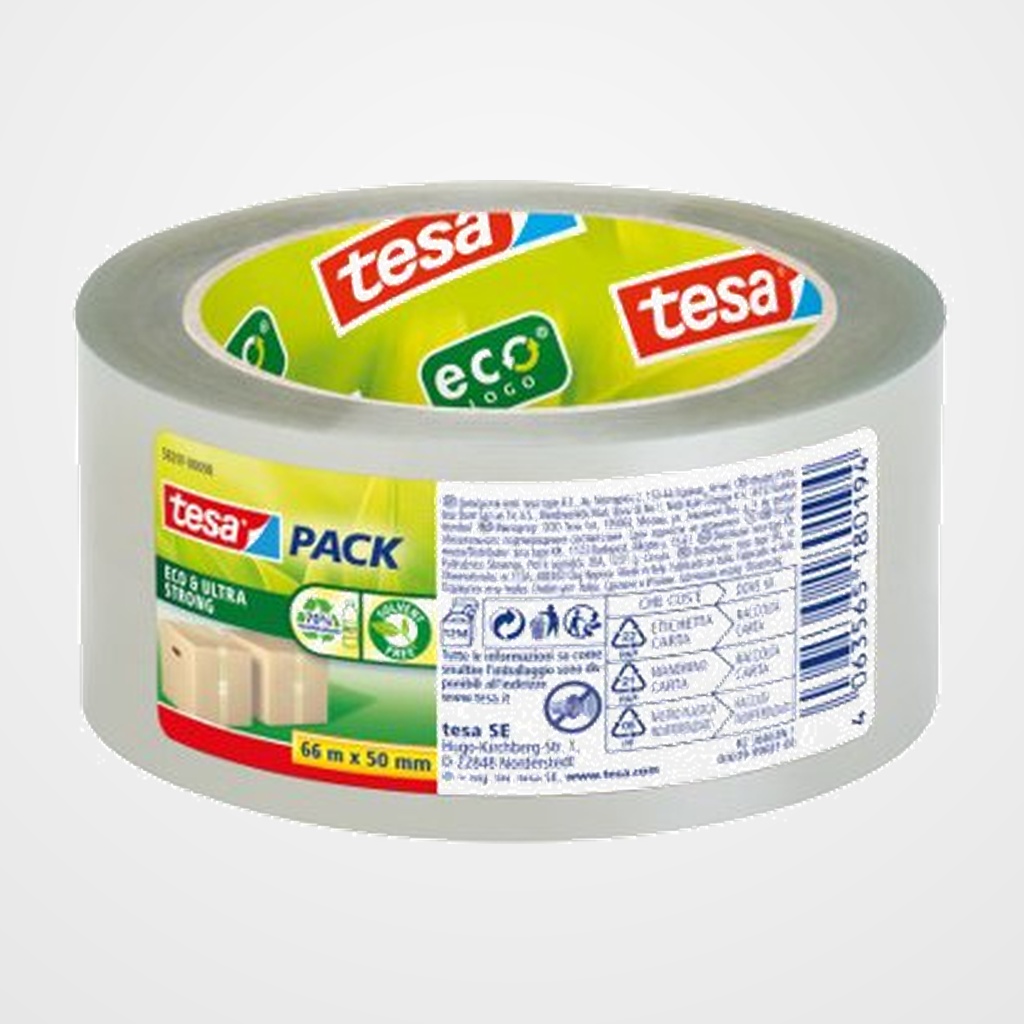 CINTA de EMBALAJE TESA PET ECO & ULTRA STRONG rollo 66x50 TESAPACK TRANSPARENTE
