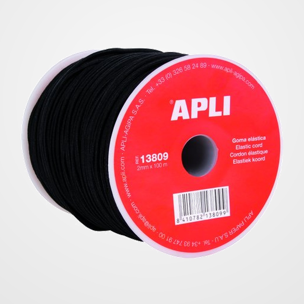 GOMA ELASTICA BOBINA DE 2 mm. x 100 m. NEGRO