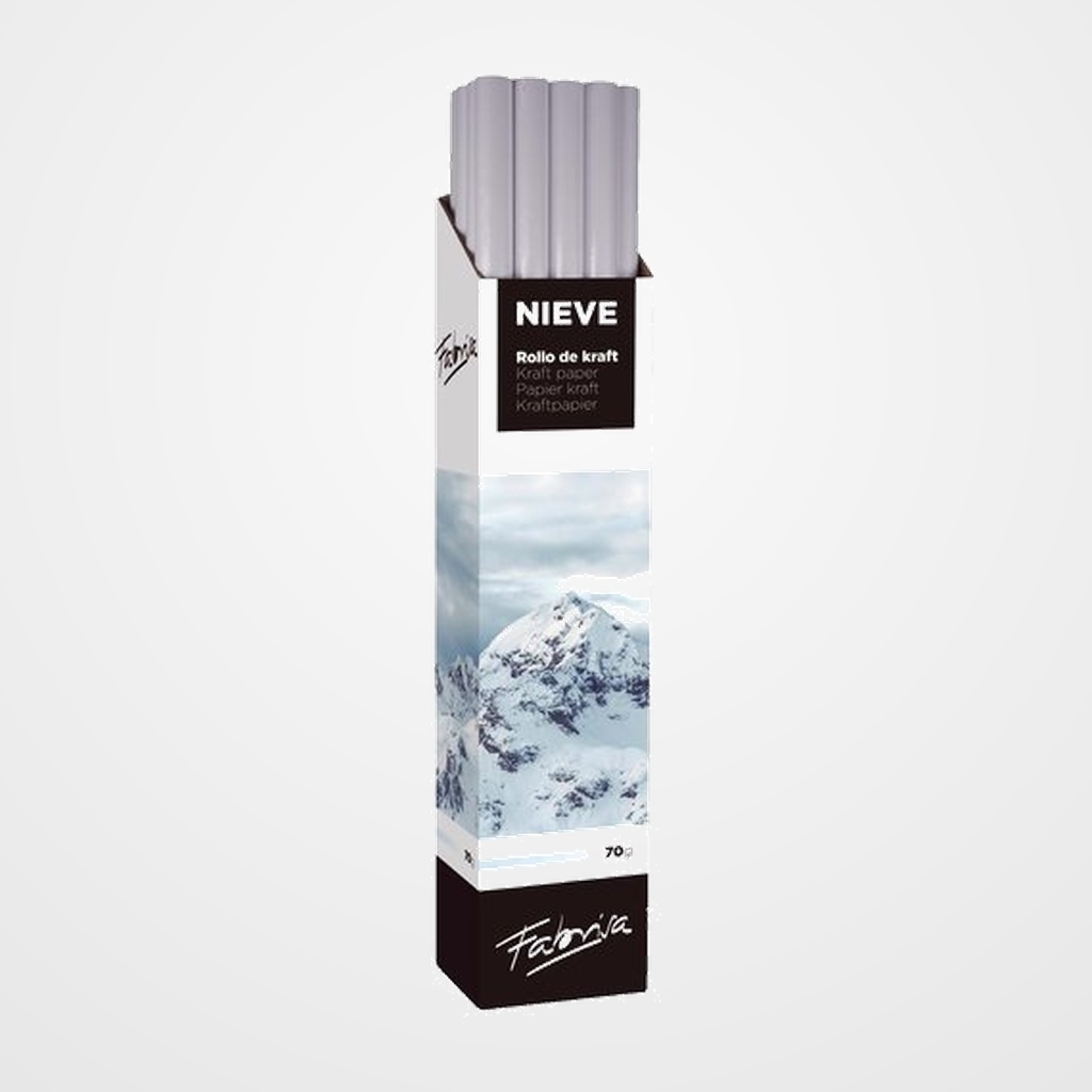 PAPEL de EMBALAR KRAFT ROLLO FABRISA 1x3 BLANCO EXPOSITOR DE 30