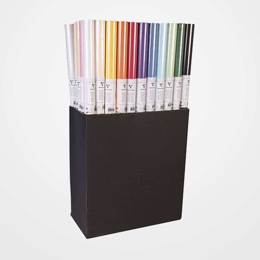 PAPEL de REGALO ROLLO CLAIREFONTAINE 0,7x3 m (CAJA de 50) KRAFT TODO AÑO COLORES LISOS