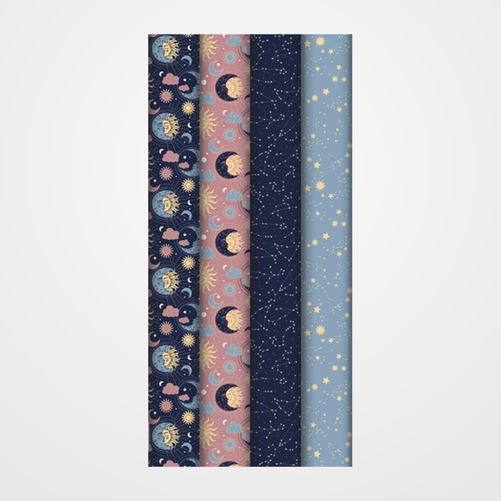 PAPEL de REGALO ROLLO CLAIREFONTAINE 0,7x2 m (CAJA de 30) 80g EXCELLIA TODO AÑO ASTRAL