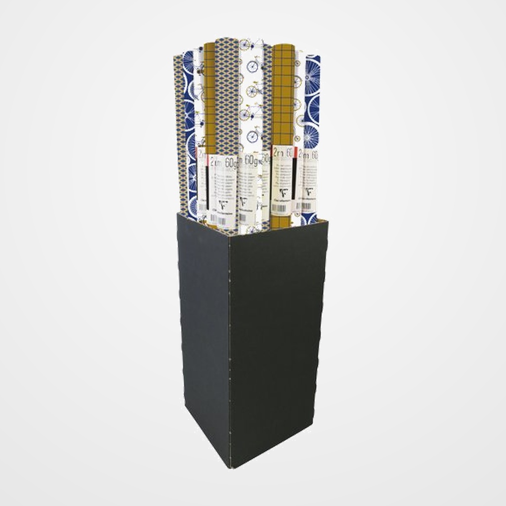PAPEL de REGALO ROLLO CLAIREFONTAINE 0,7x2m (CAJA de 30) 60g KRAFT BLANCO BIKE