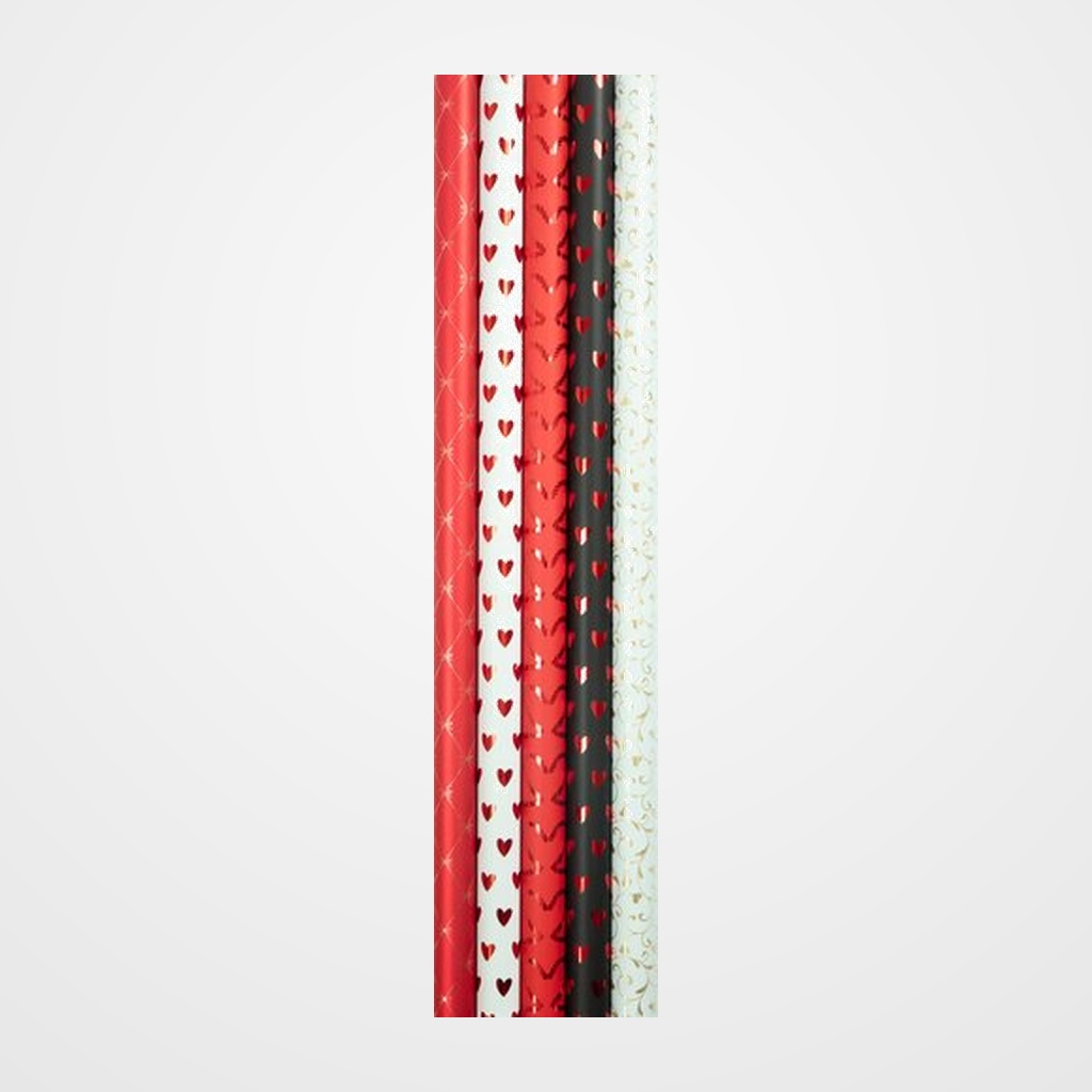 PAPEL de REGALO ROLLO CLAIREFONTAINE 0,7x2m (CAJA de 30) 80g PREMIUM METALIZADO AMOR