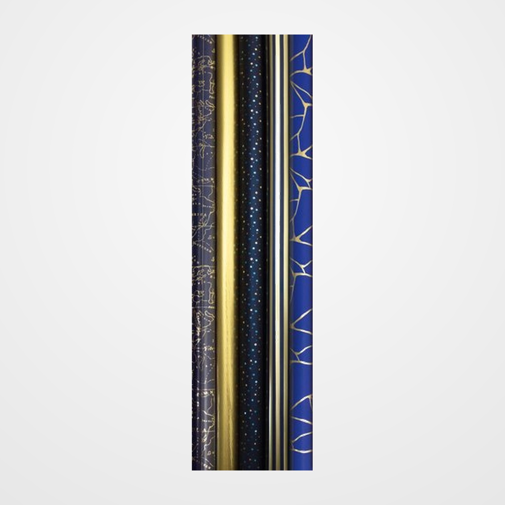 PAPEL de REGALO ROLLO CLAIREFONTAINE 0,7x2m (CAJA de 30) 80g PREMIUM METALIZADO NOCHE AZUL