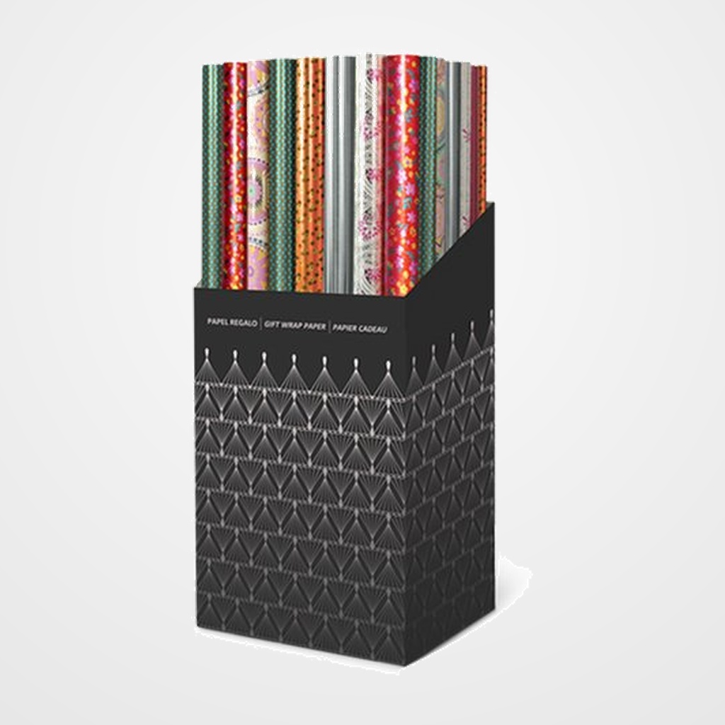 PAPEL de REGALO ROLLO TV 0,7x1,5 m (CAJA de 60) GOFRADO DECORADO