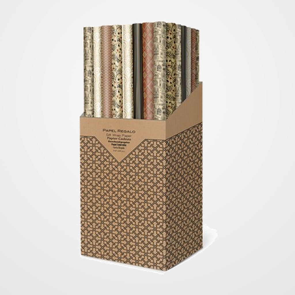 PAPEL de REGALO ROLLO TV 0,7x1,5 m (CAJA de 60) KRAFT RECICLADO ECO
