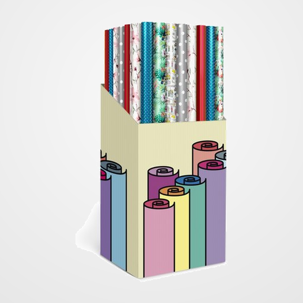 PAPEL de REGALO ROLLO TV 0,7x2 m (CAJA de 60) BASIC TODO AÑO