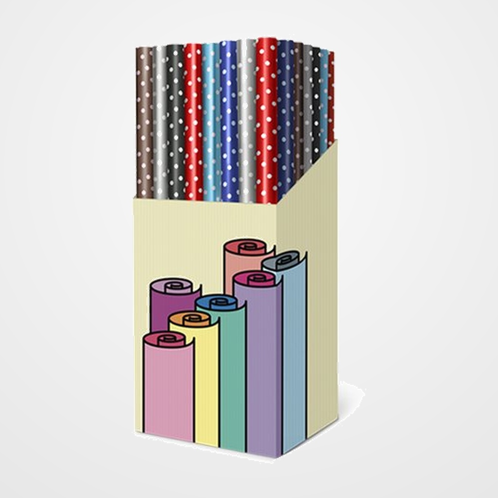 PAPEL de REGALO ROLLO TV 0,7x2 m DELUX LUNARES (CAJA de 60)