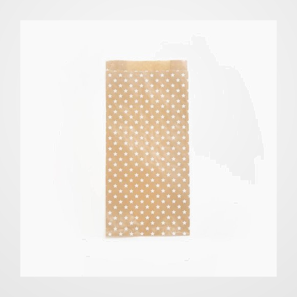 BOLSA de PAPEL CLAIREFONTAINE KRAFT DECORADO S/ASAS 16x30x5 cm ESTRELLAS PACK DE 50