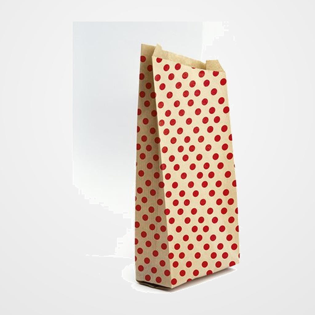 BOLSA de PAPEL CLAIREFONTAINE KRAFT DECORADO S/ASAS 24x35x6 cm LUNARES PACK DE 50