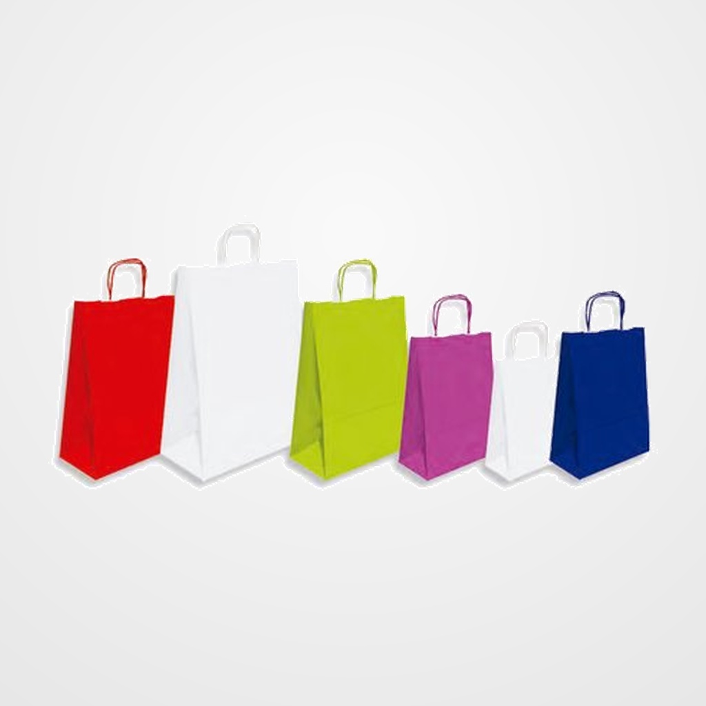 BOLSA de PAPEL ANDINA CELULOSA BLANCA 24x32x10 cm AZUL PAQUETE de 50