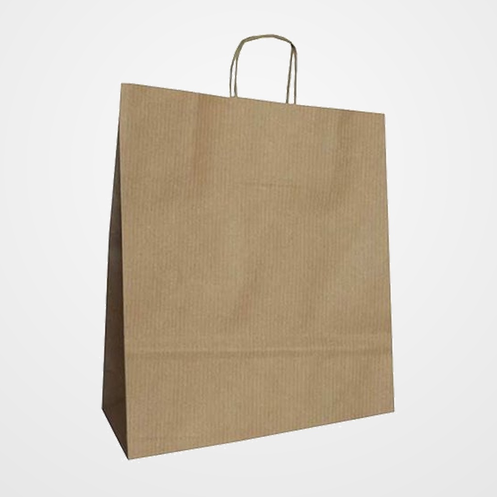 BOLSA de PAPEL ANDINA KRAFT LISO 24x32X10 cm CRUDO/NATURAL PAQUETE de 50