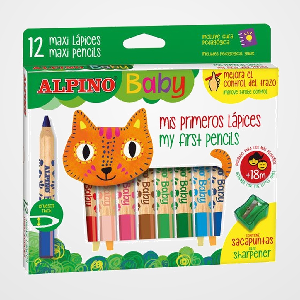 LAPICES de COLORES ALPINO BABY estuche de 12