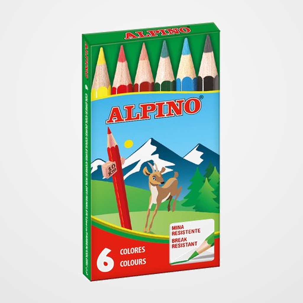 LAPICES de COLORES ALPINO  CORTOS estuche de  6