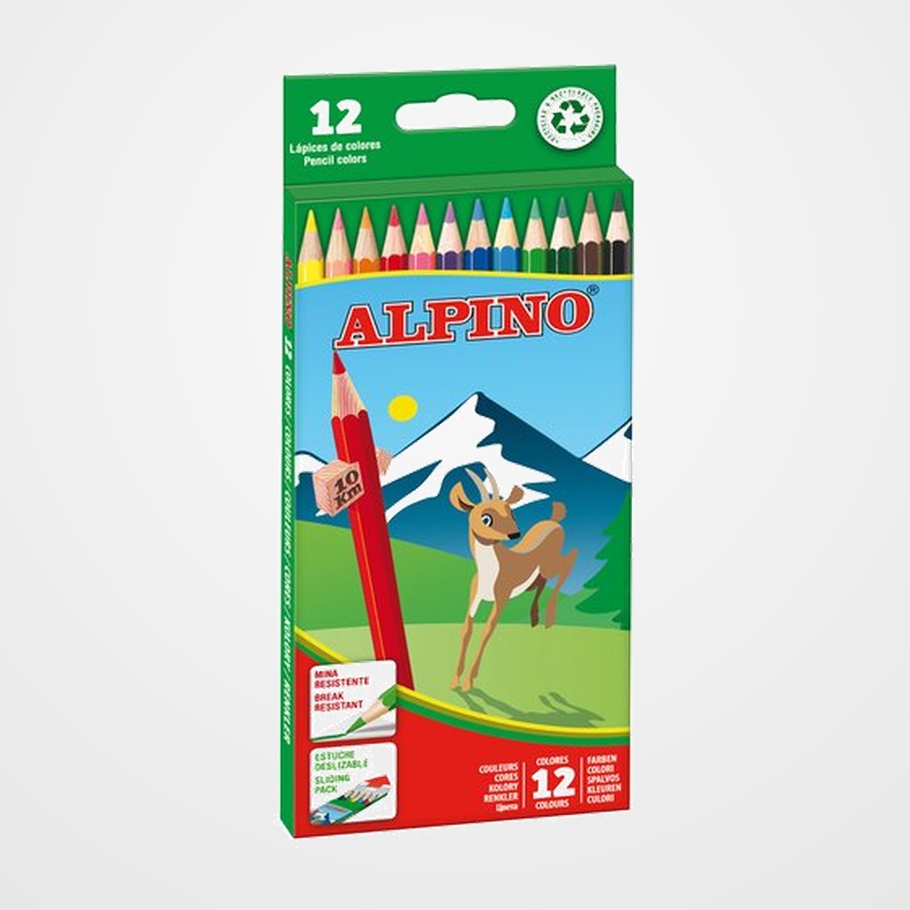 LAPICES de COLORES ALPINO  LARGOS estuche de 12