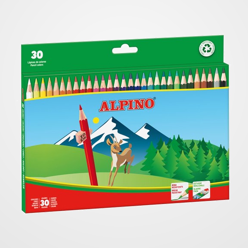 LAPICES de COLORES ALPINO  LARGOS estuche de 30