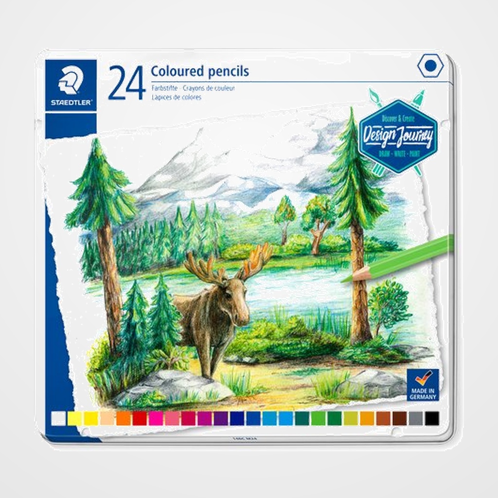 LAPICES de COLORES STAEDTLER DESIGN JOURNEY 146C  estuche METAL de 24
