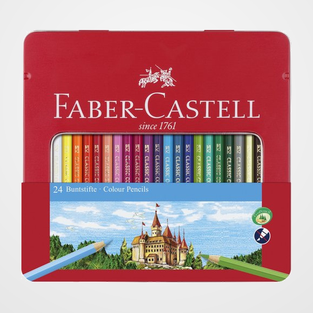 LAPICES de COLORES FABER-CASTELL  estuche de METAL de 24