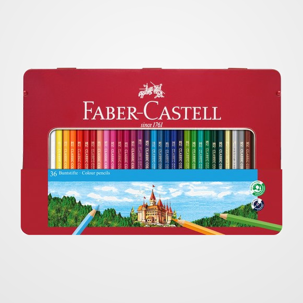 LAPICES de COLORES FABER-CASTELL  estuche de METAL de 36