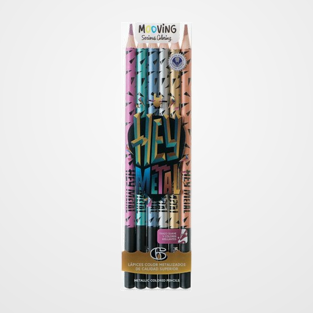 LAPICES de COLORES MOOVING METALIZADOS ESTUCHE de 6