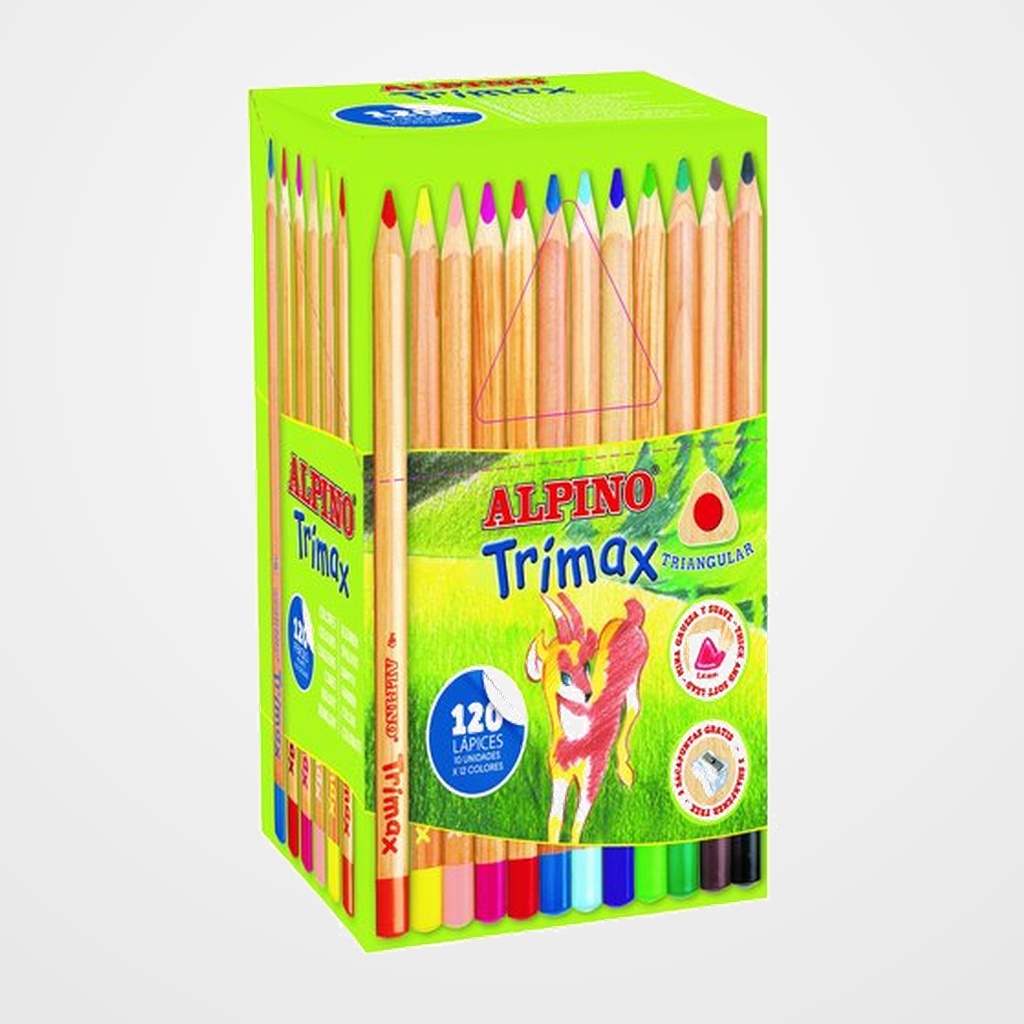 LAPICES de COLORES ALPINO TRIMAX CLASSBOX ECONOMY PACK de 120 (12 colores x 10 ud.)