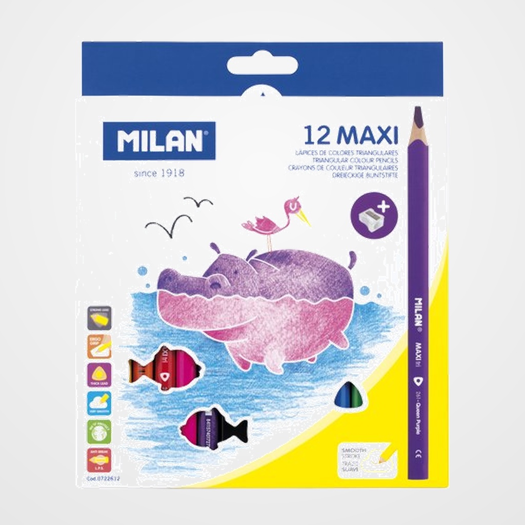 LAPICES de COLORES MILAN MAXI TRIANGULAR estuche de 12
