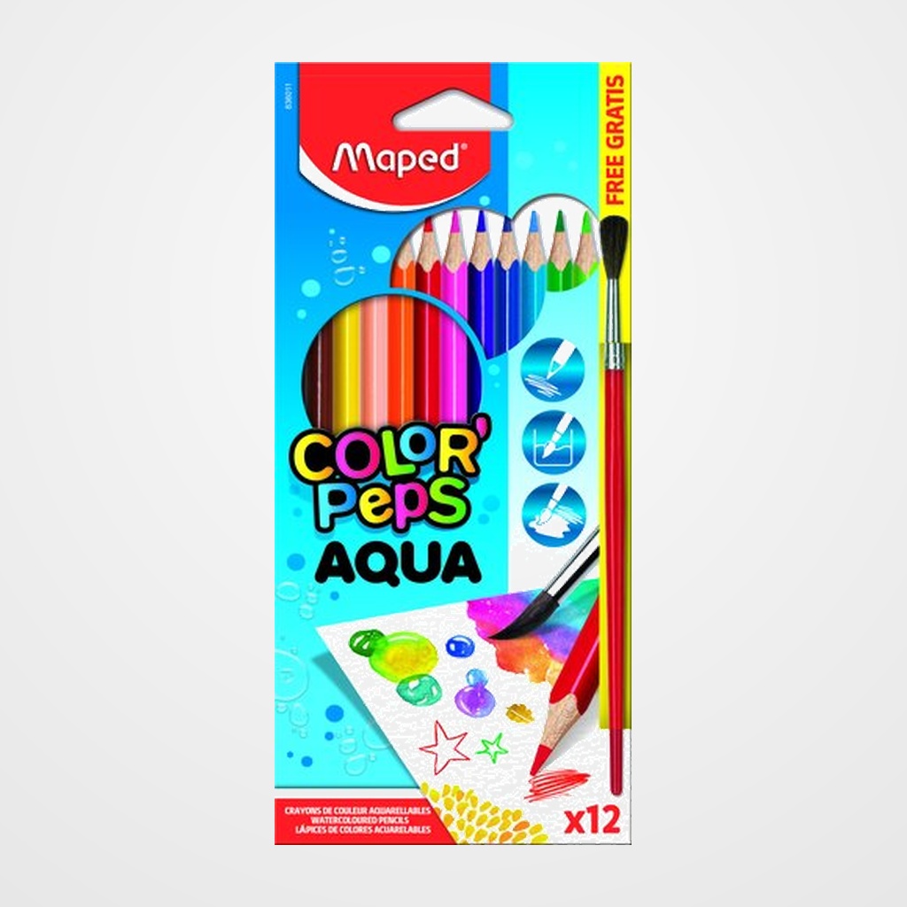 LAPICES ACUARELABLES MAPED COLOR PEPS estuche de 12 + 1 PINCEL
