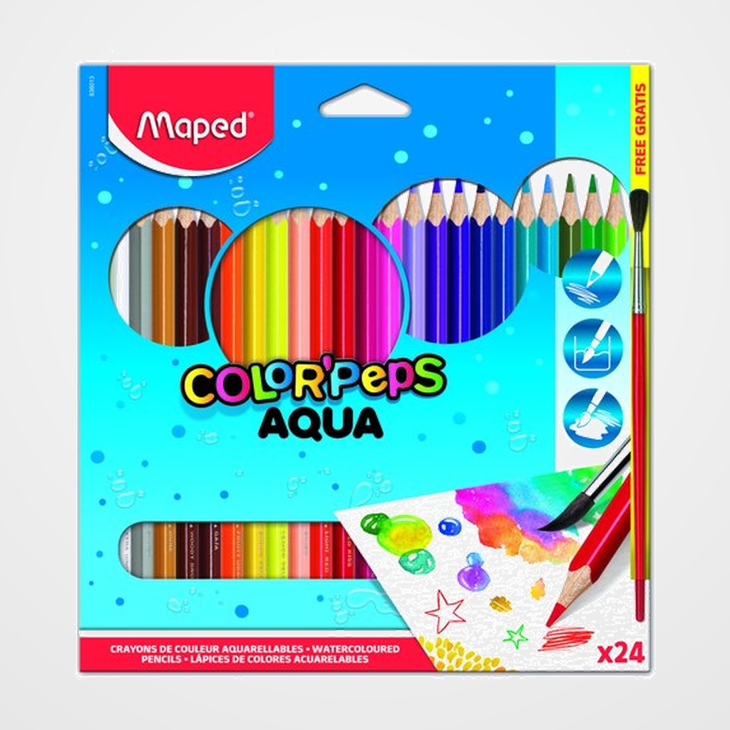 LAPICES ACUARELABLES MAPED COLOR PEPS estuche de 24 + 1 PINCEL