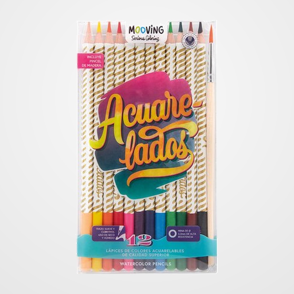 LAPICES ACUARELABLES MOOVING ESTUCHE de 12