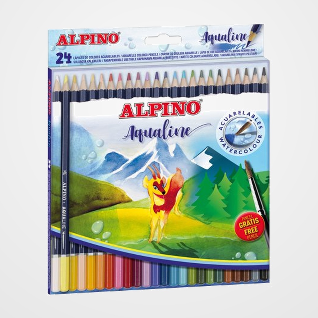 LAPICES ACUARELABLES ALPINO AQUALINE estuche de 24