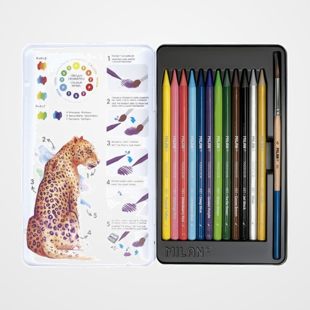 LAPICES ACUARELABLES MILAN ESTUCHE METAL de 12