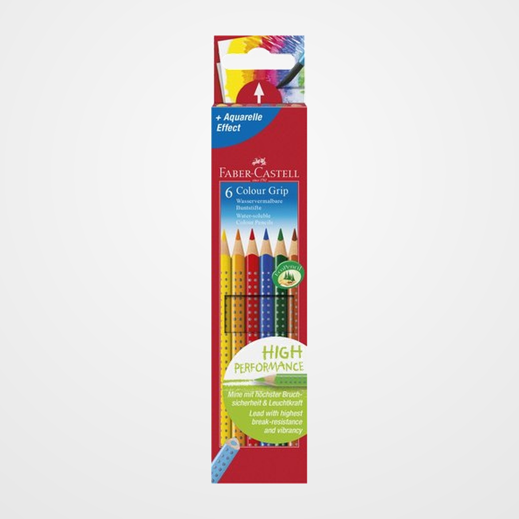 LAPICES ACUARELABLES FABER-CASTELL COLOUR GRIP estuche de  6