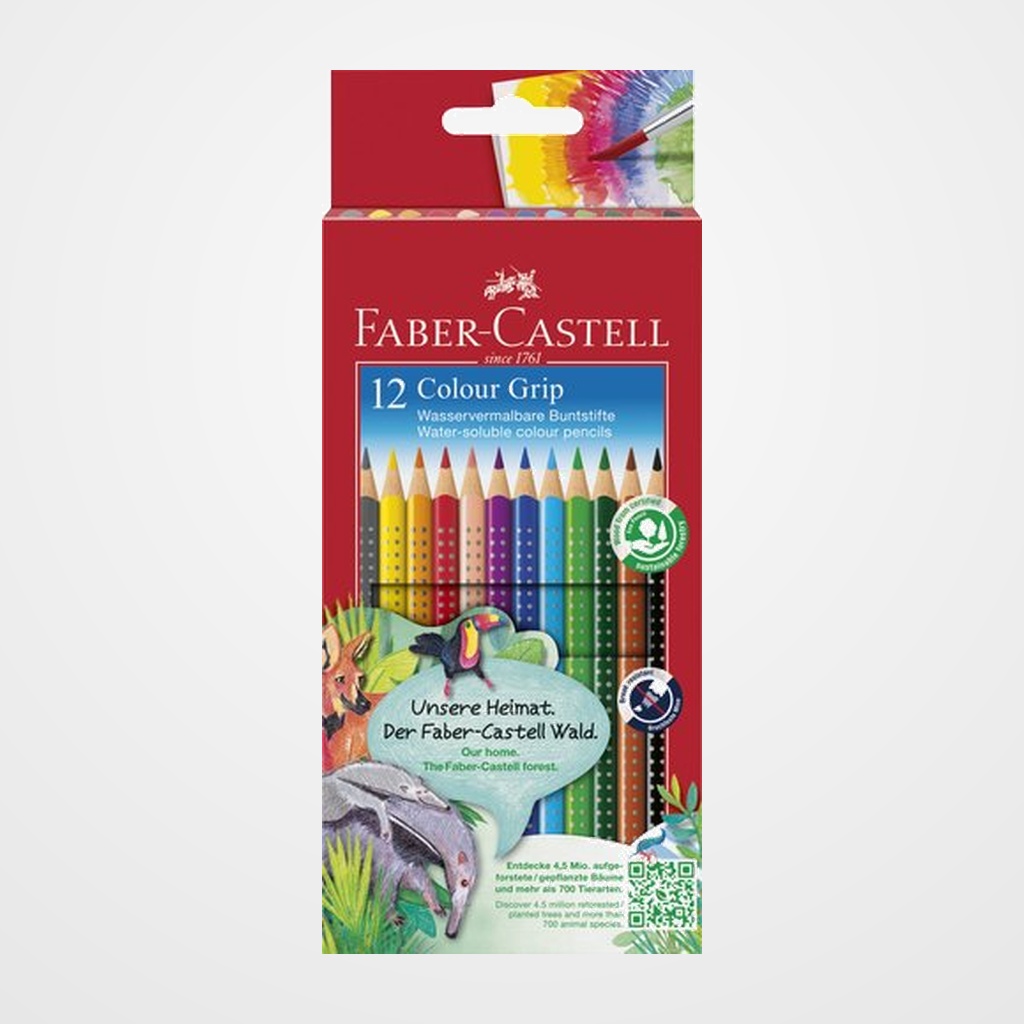 LAPICES ACUARELABLES FABER-CASTELL COLOUR GRIP estuche de 12