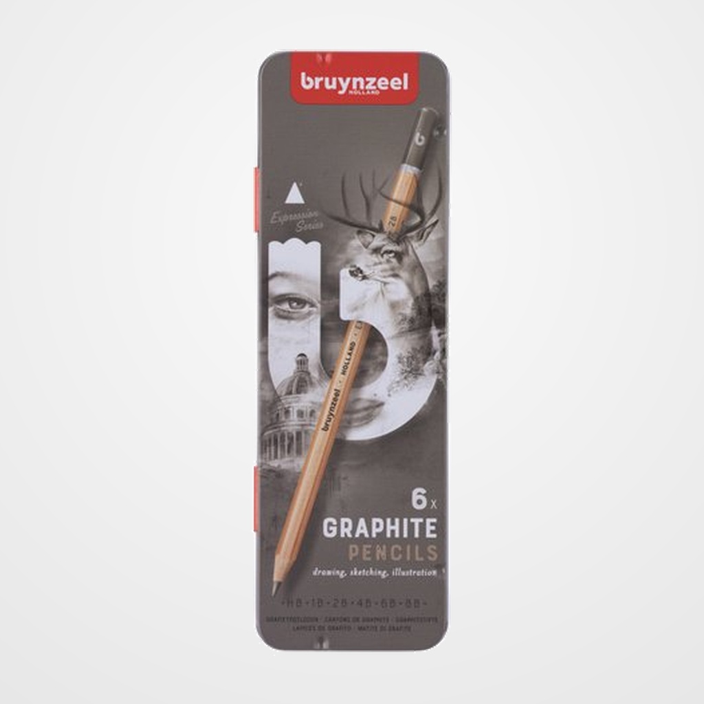 LAPIZ de GRAFITO BRUYNZEEL EXPRESSION estuche de METAL de 6