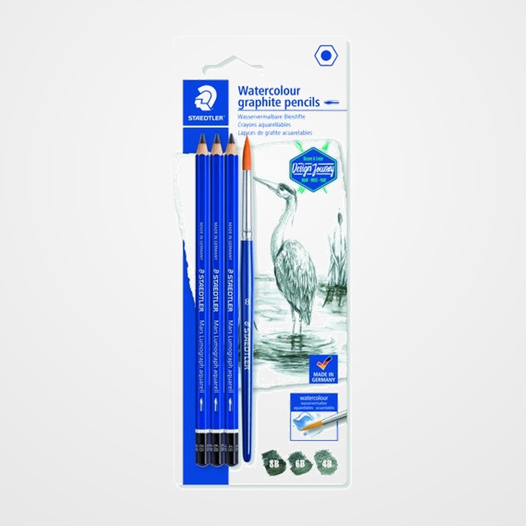 [12802012] LAPIZ de GRAFITO STAEDTLER DESIGN JOURNEY 100A LUMOGRAPH AQUARELL BLISTER de 3