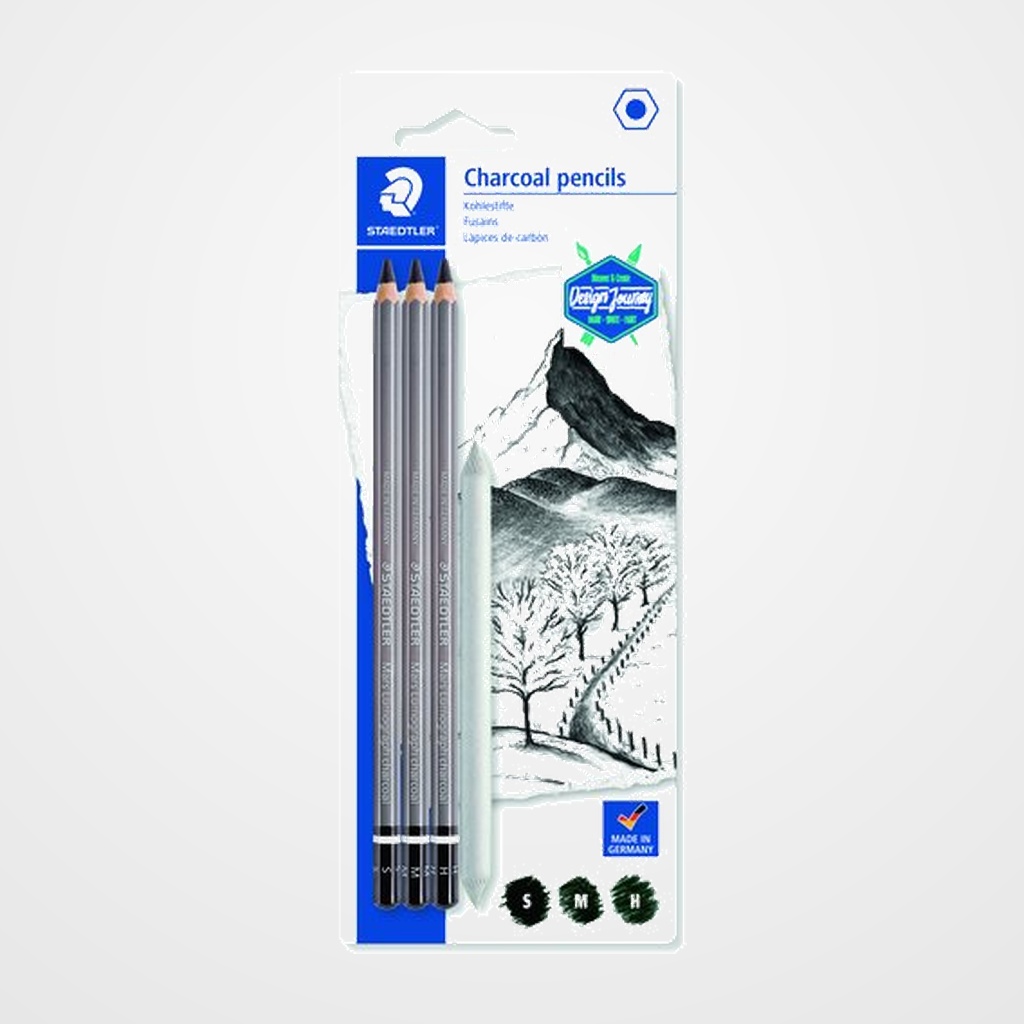 LAPIZ de GRAFITO STAEDTLER DESIGN JOURNEY 100C LUMOGRAPH CHARCOAL BLISTER de 3