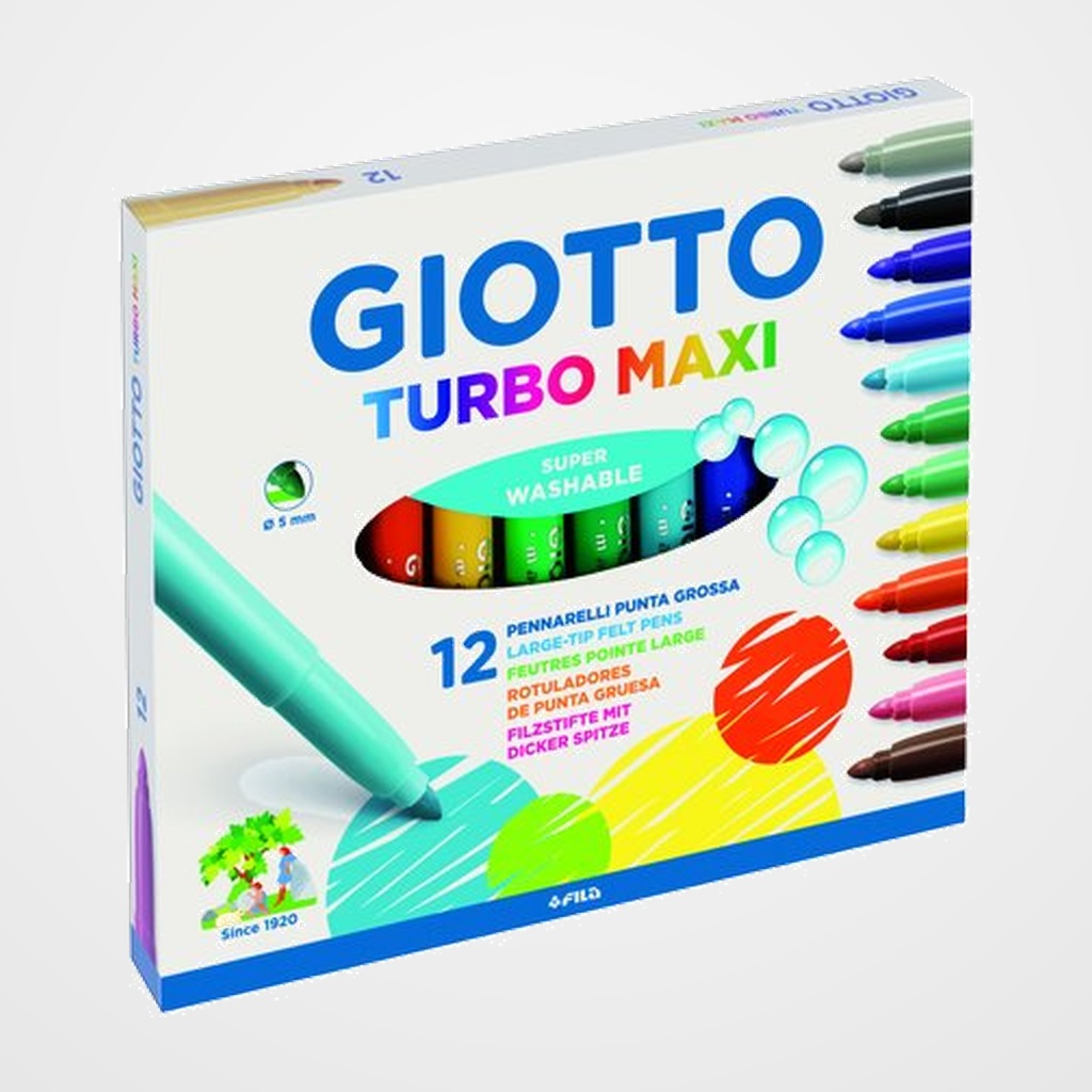 ROTULADOR FIBRA GIOTTO TURBO MAXI  ESTUCHE de 12