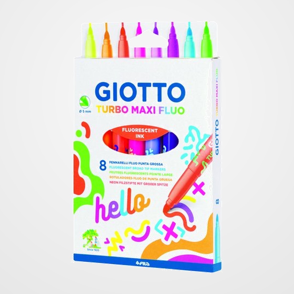 ROTULADOR FIBRA GIOTTO TURBO MAXI FLUO  ESTUCHE de 8