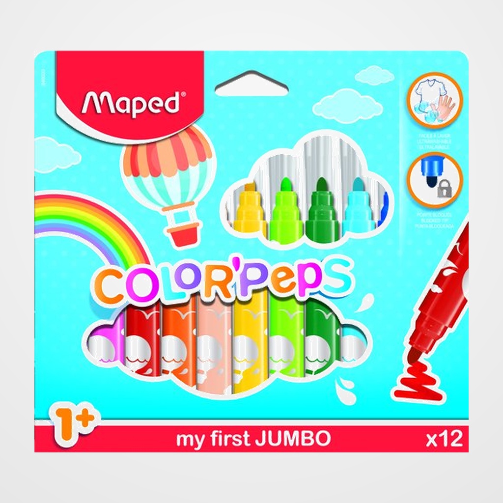 ROTULADOR FIBRA MAPED COLOR´PEPS EARLY AGE JUMBO ESTUCHE de 12
