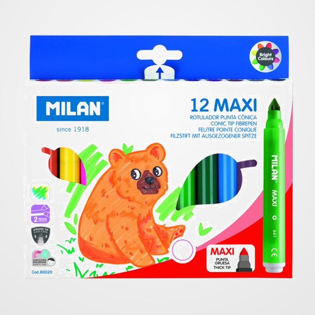 ROTULADOR FIBRA MILAN MAXI CAJA de 12