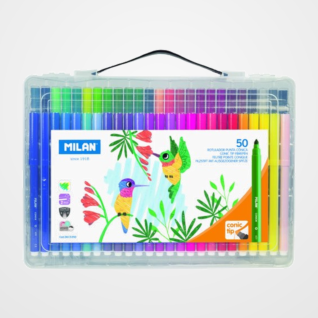 ROTULADOR FIBRA MILAN PUNTA CONICA ESTUCHE 50