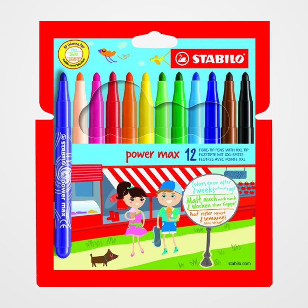 ROTULADOR FIBRA STABILO POWER MAX 980 ESTUCHE de 12