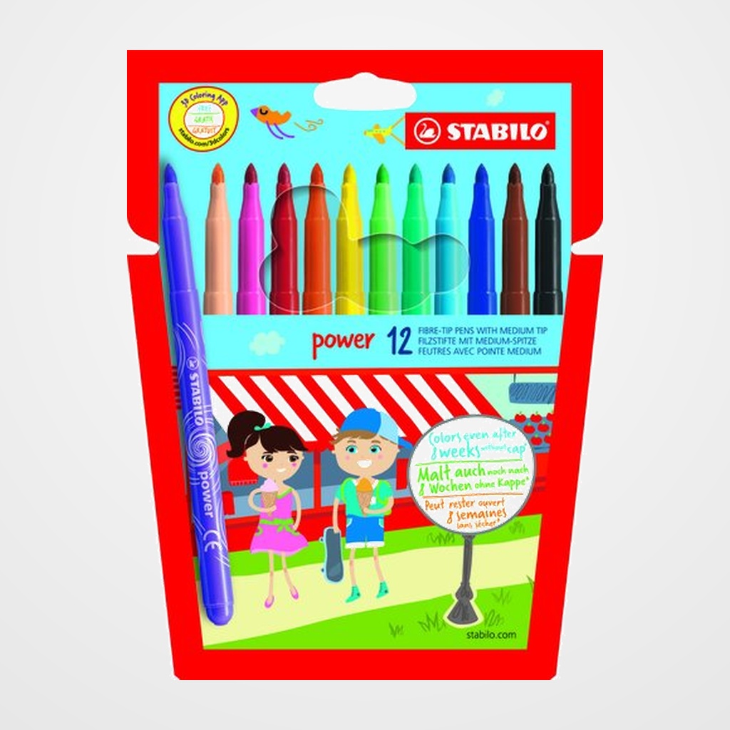 ROTULADOR FIBRA STABILO POWER 280 ESTUCHE de 12